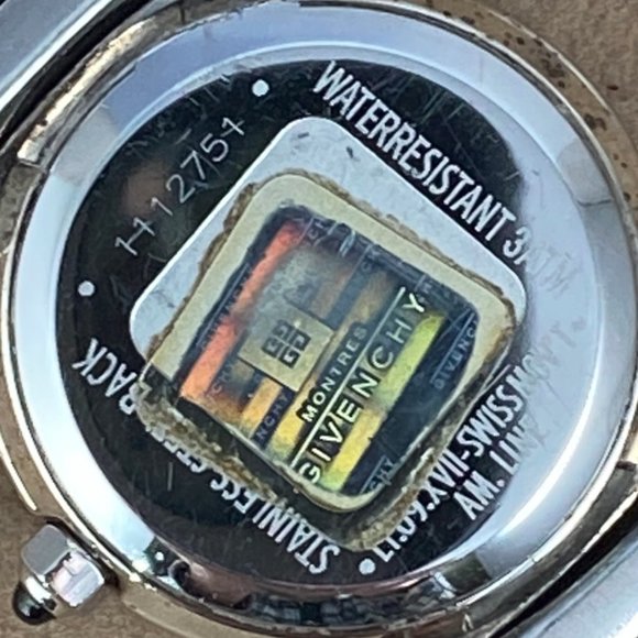 Vintage Givenchy Paris Watch Stainless Steel Black Face with Roman Numerals - Picture 8 of 10